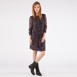 Comptoir Des Cottonniers Womens Black Floral 100% Silk Chiffon Petiville Dress S
